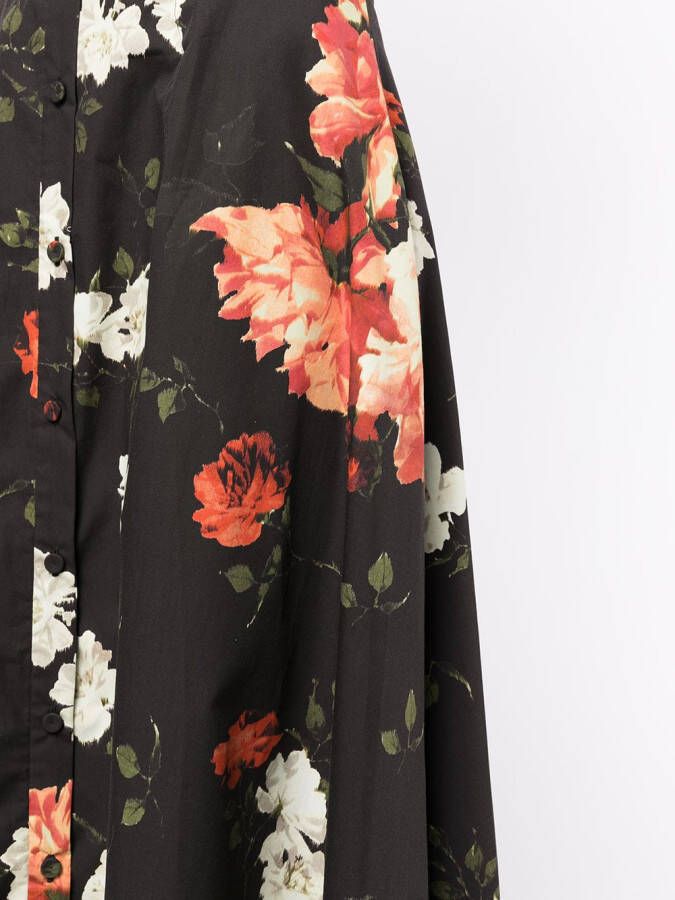 ERDEM Plooirok met bloemenprint Zwart