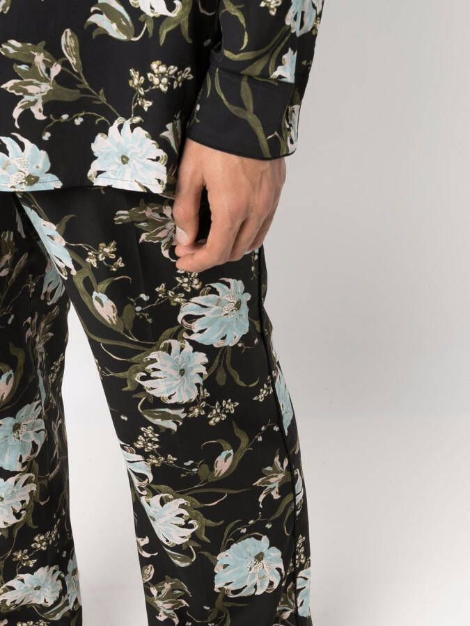 Erdem Pyjamabroek met bloemenprint Zwart