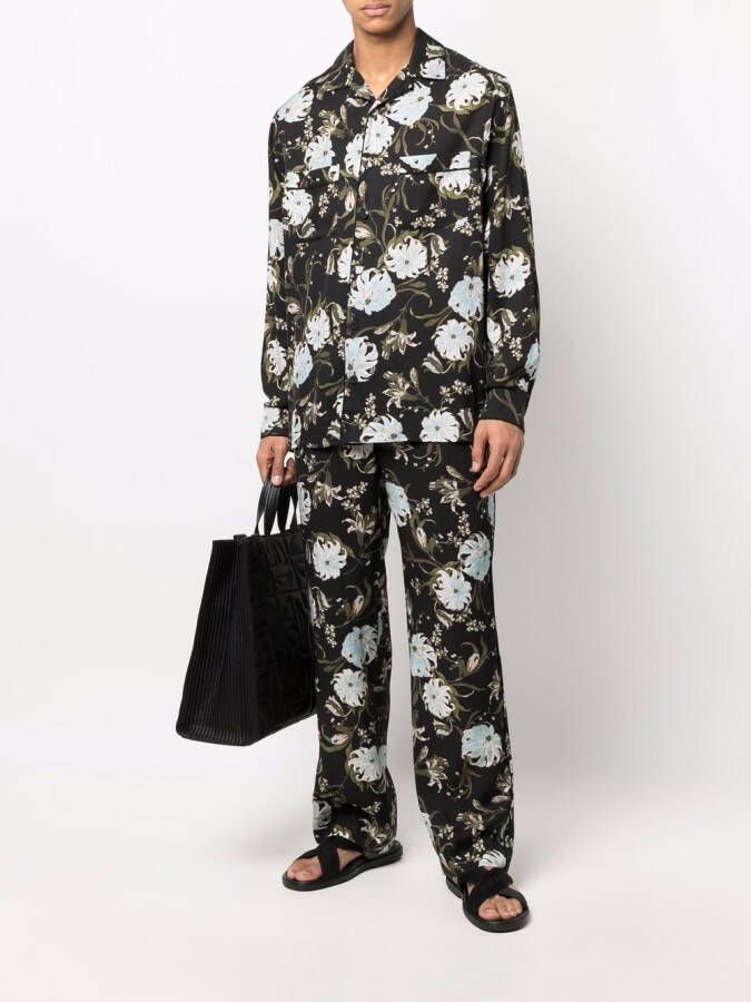 ERDEM Pyjamatop met bloemenprint Zwart