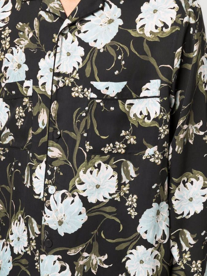 Erdem Pyjamatop met bloemenprint Zwart