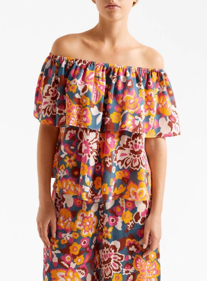 ERES Top met bloemenprint Blauw