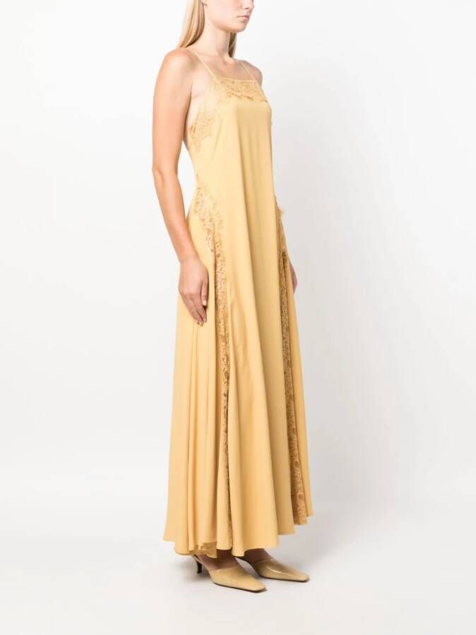 Erika Cavallini Midi-jurk met bloemenkant Geel