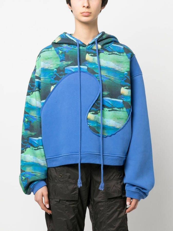 ERL Hoodie met abstracte print Blauw