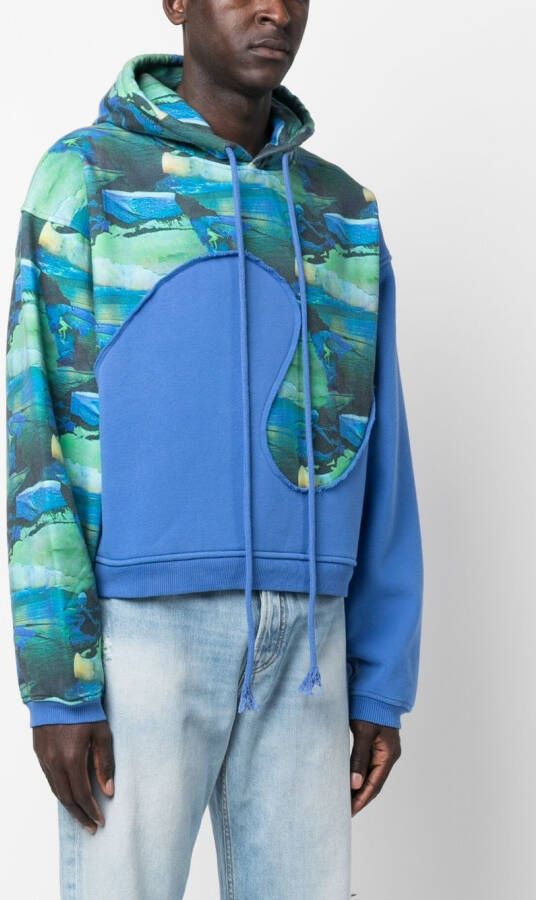 ERL Hoodie met abstracte print Blauw