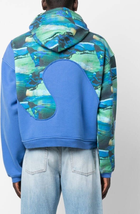 ERL Hoodie met abstracte print Blauw
