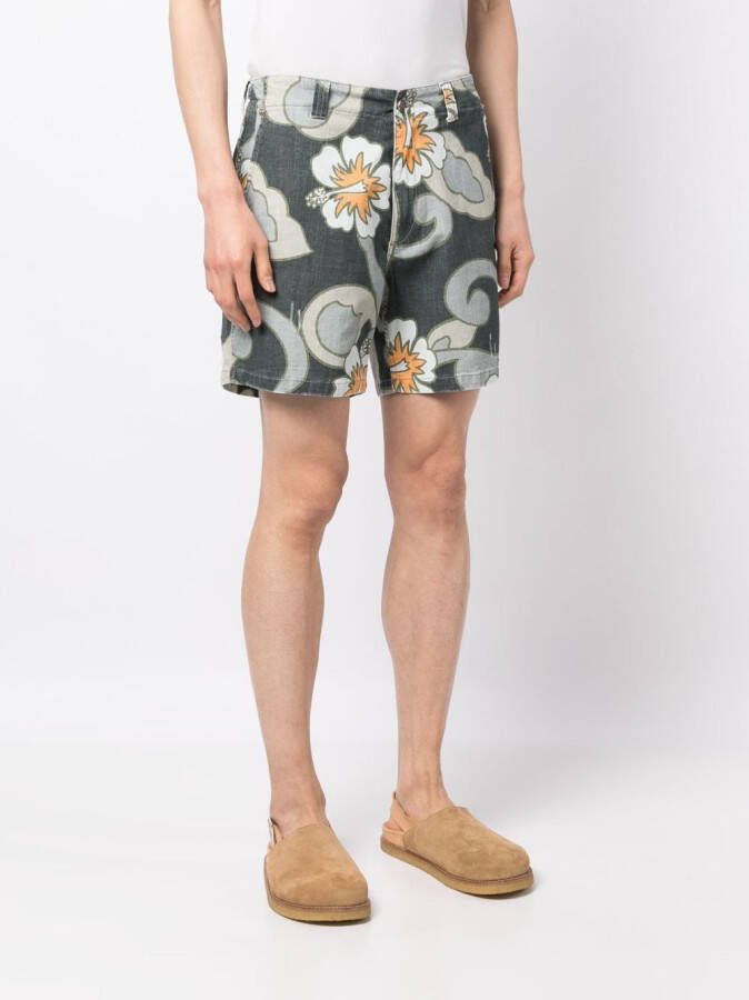 ERL Shorts met grafische print Blauw