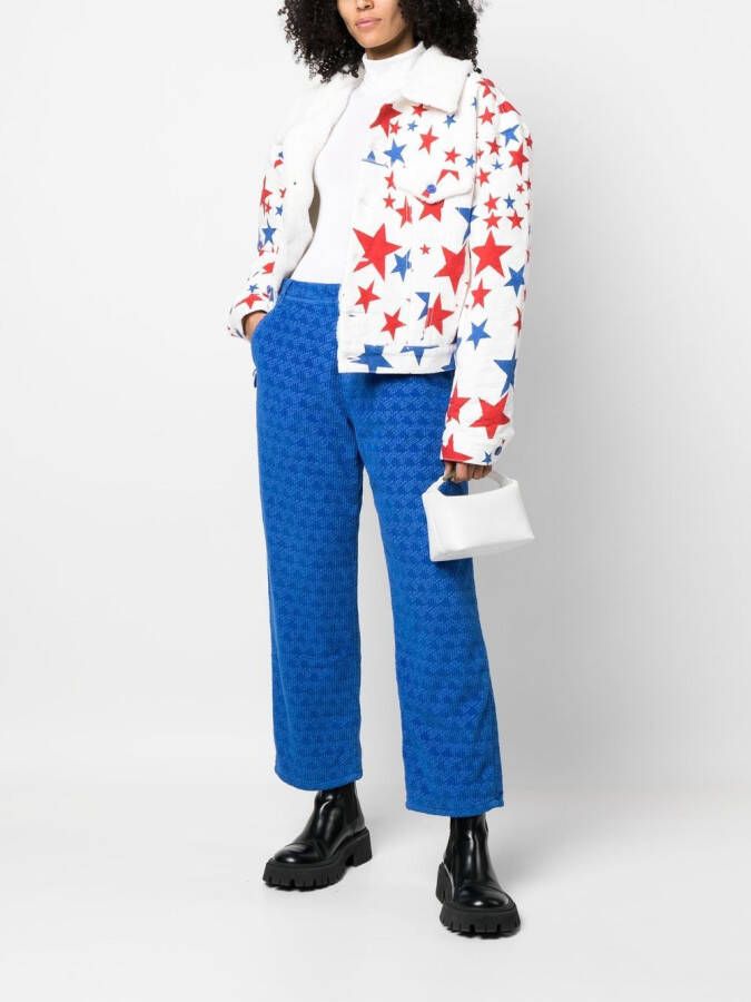 ERL Ribfluwelen broek met print Blauw