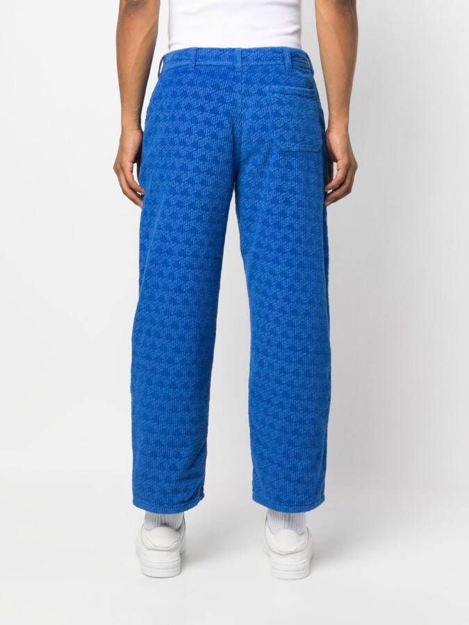 ERL Ribfluwelen broek met print Blauw