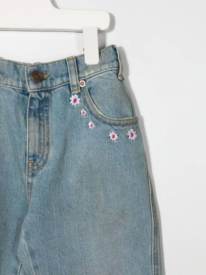 ERL KIDS Jeans met geborduurde bloemen Blauw