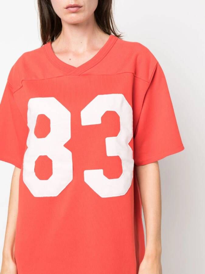 ERL number-print V-neck cotton T-shirt Rood