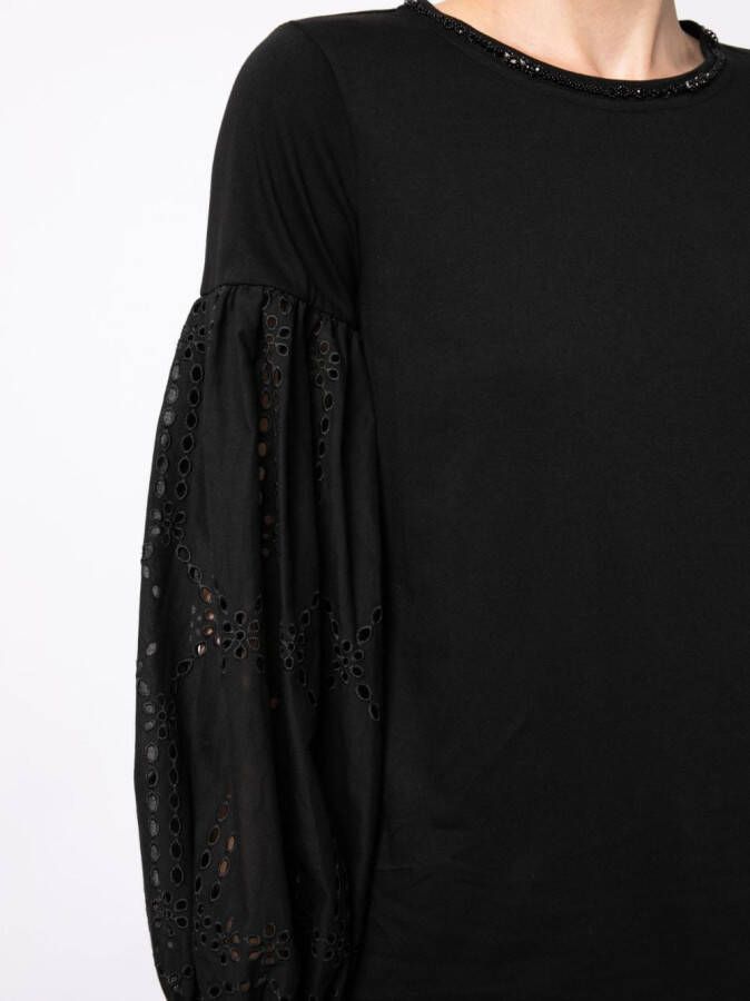 ERMANNO FIRENZE Blouse met kanten detail Zwart