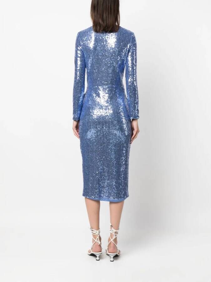 ERMANNO FIRENZE Midi-wikkeljurk met pailletten Blauw