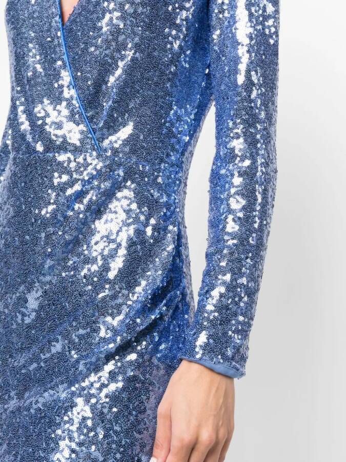 ERMANNO FIRENZE Midi-wikkeljurk met pailletten Blauw
