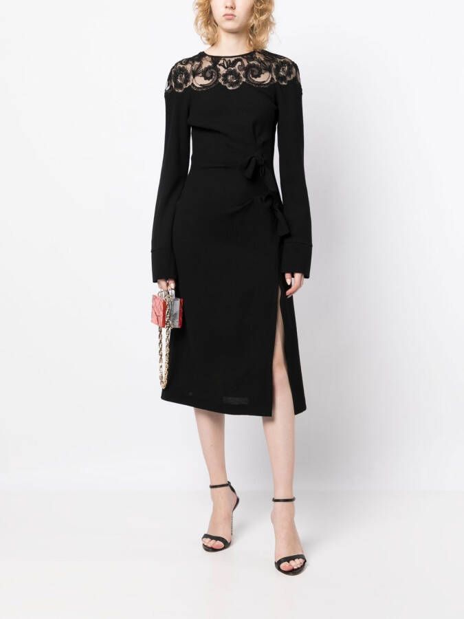 Ermanno Scervino Gesmockte midi-jurk Zwart