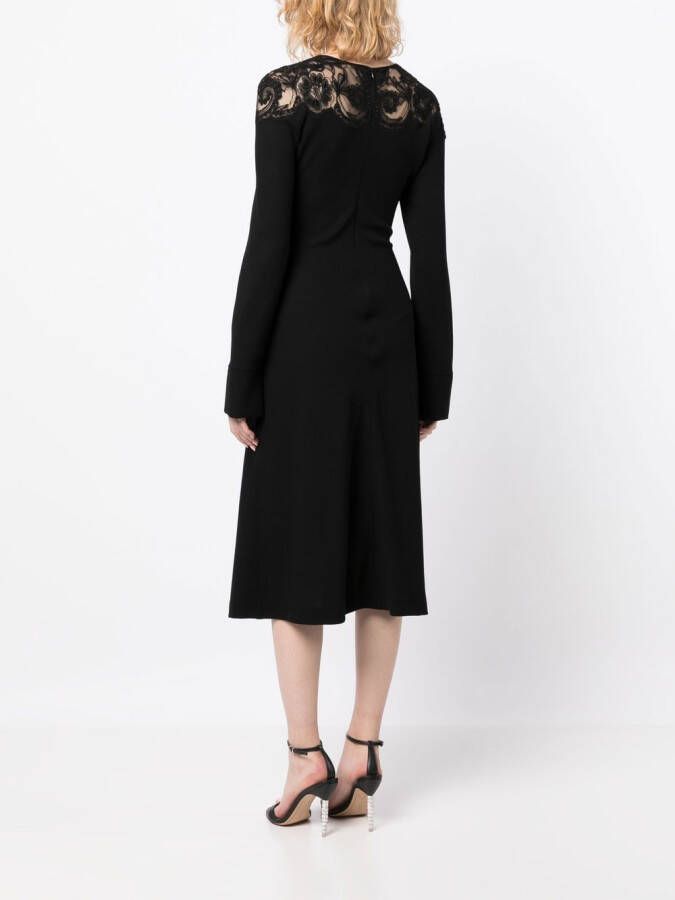 Ermanno Scervino Gesmockte midi-jurk Zwart