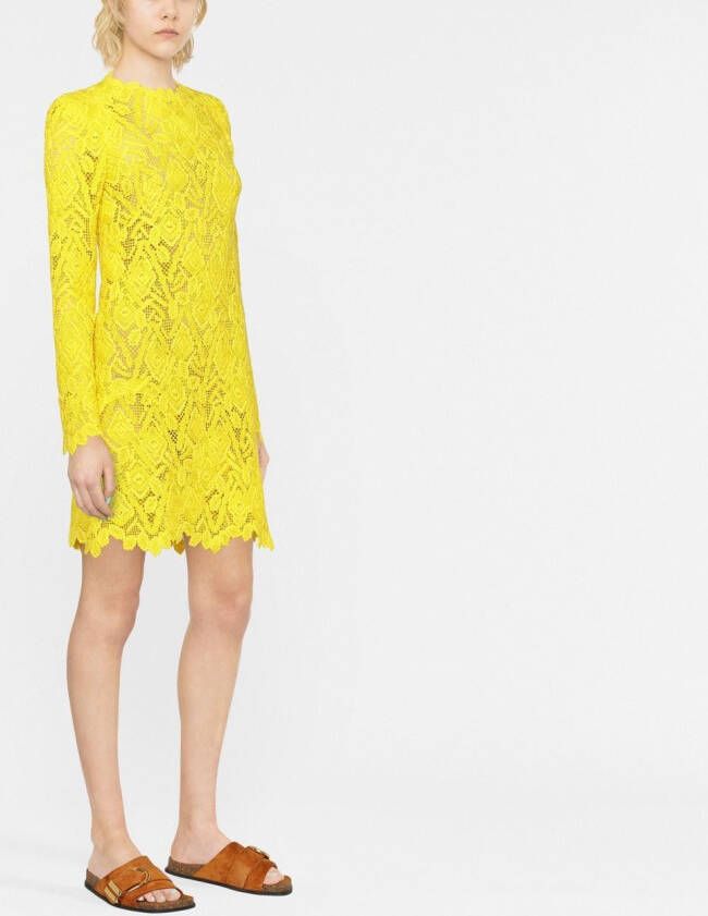 Ermanno Scervino Jurk met geborduurd kant Geel