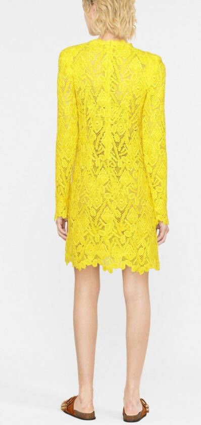 Ermanno Scervino Jurk met geborduurd kant Geel