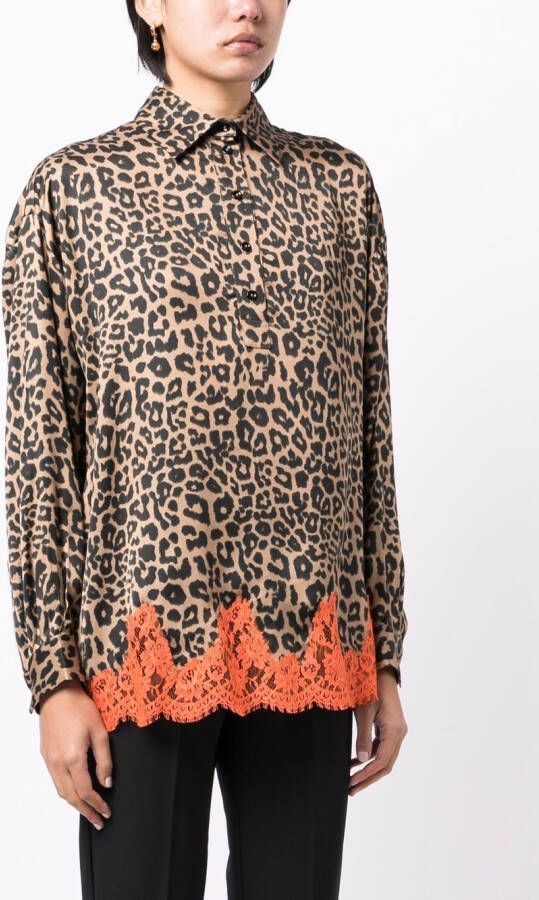Ermanno Scervino Blouse met luipaardprint Bruin