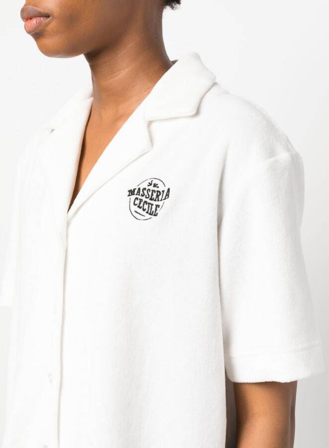 Être Cécile Blouse met geborduurd logo Wit