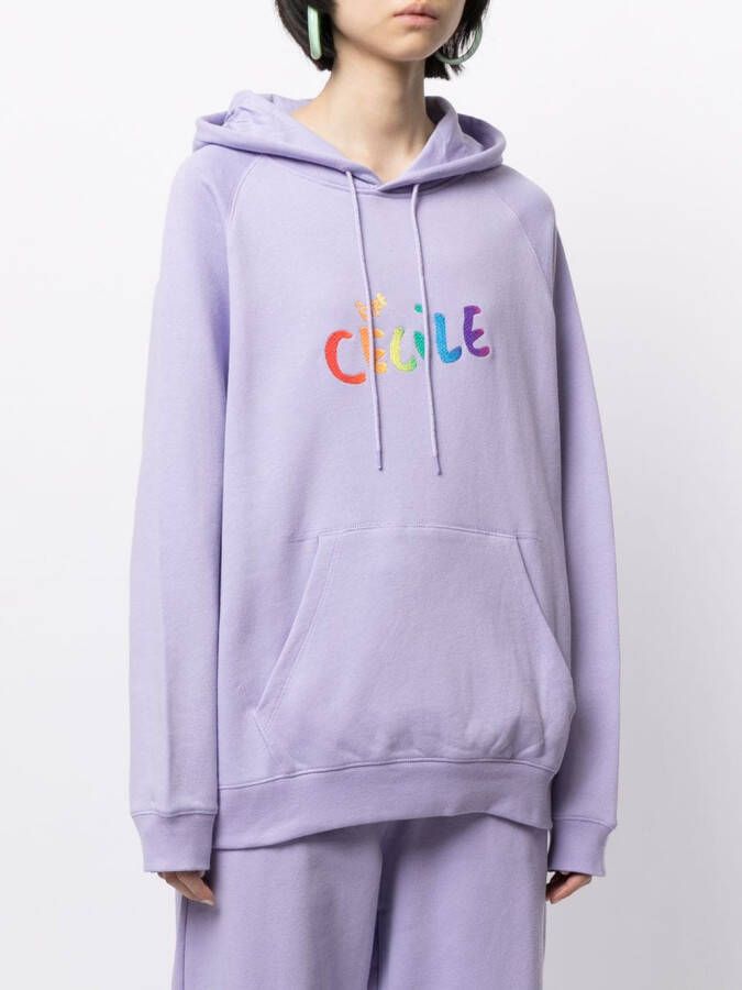 Être Cécile Hoodie met logoprint Paars