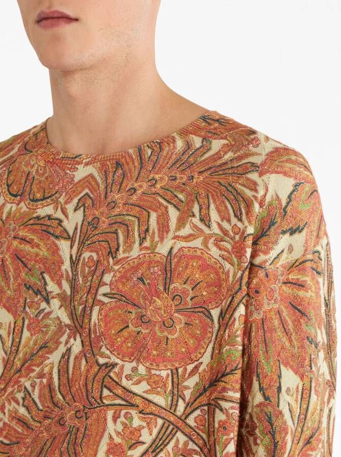 ETRO Sweater met botanische print Oranje