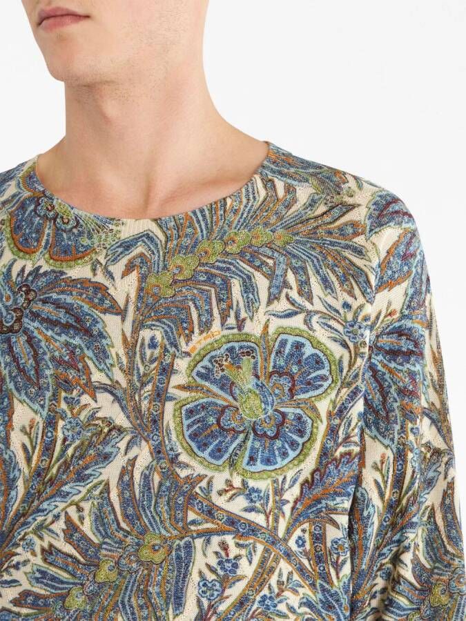 ETRO Sweater met botanische print Blauw