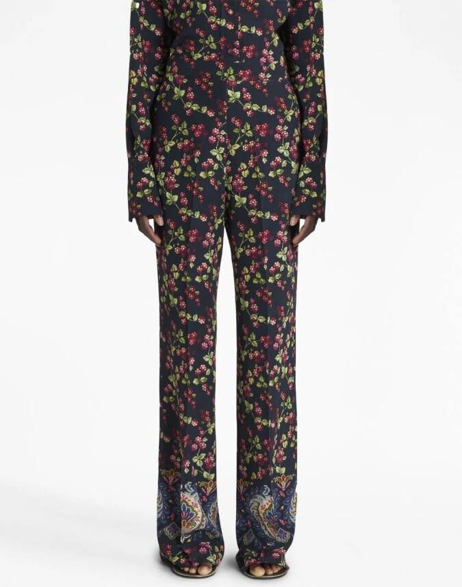 ETRO Broek met bloemenprint Zwart