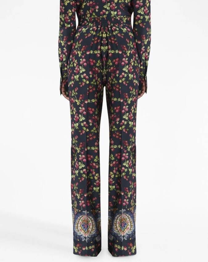 ETRO Broek met bloemenprint Zwart