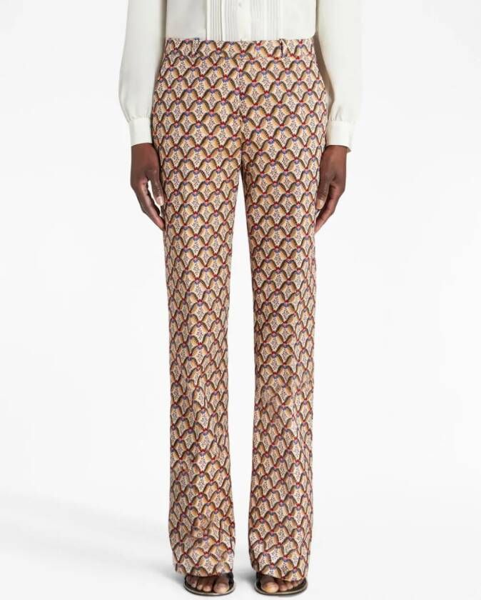ETRO Broek met bloemjacquard Bruin