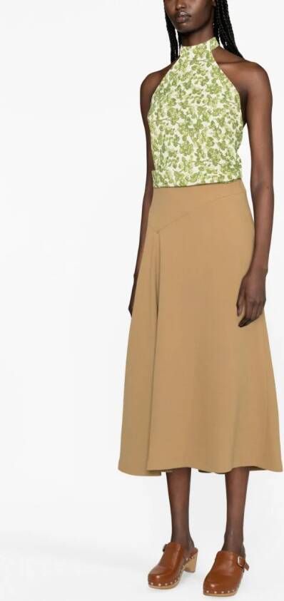 ETRO floral-print halterneck top Groen