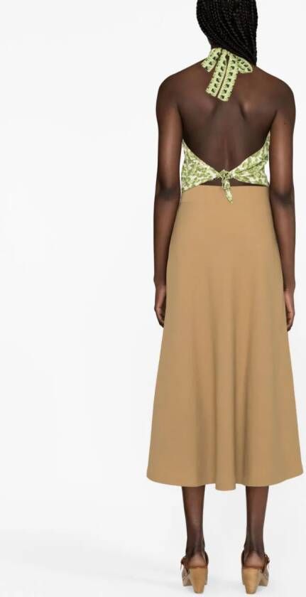 ETRO floral-print halterneck top Groen