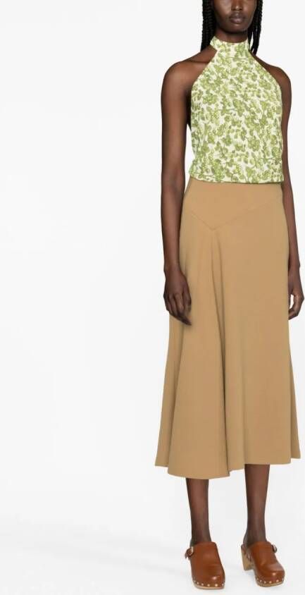 ETRO floral-print halterneck top Groen