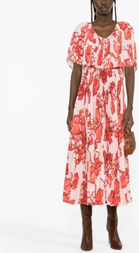 ETRO floral-print pleated dress Roze