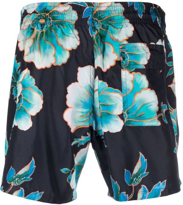 ETRO Zwembroek met bloemenprint Blauw