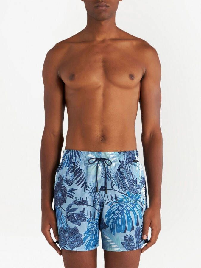 ETRO Zwembroek met bloemenprint Blauw