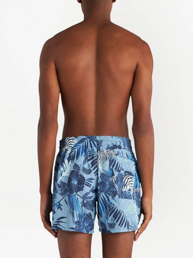 ETRO Zwembroek met bloemenprint Blauw