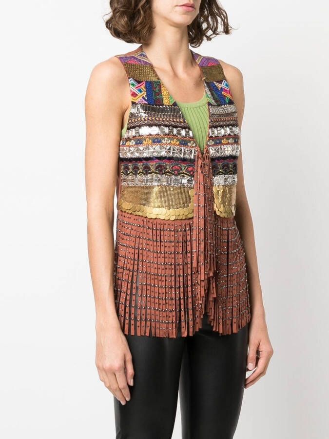 ETRO Gilet met franjes Roze