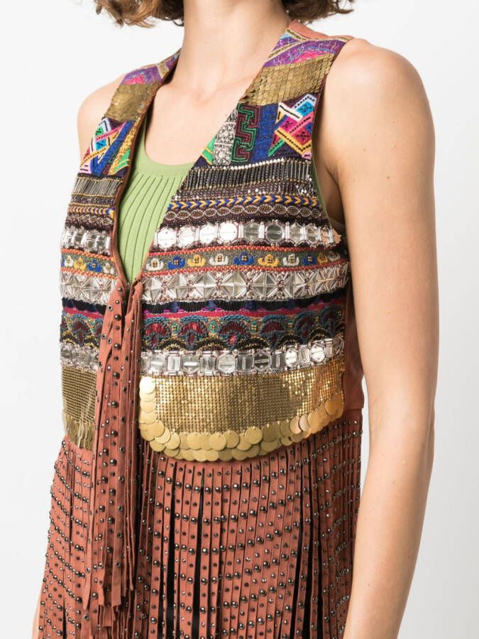 ETRO Gilet met franjes Roze