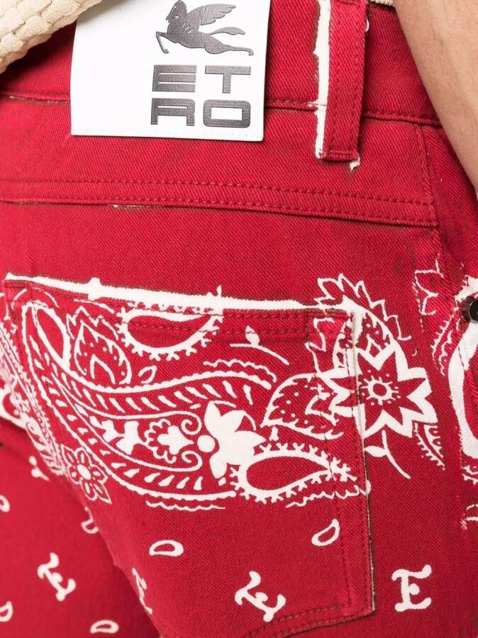 ETRO Jeans met paisley-print Rood