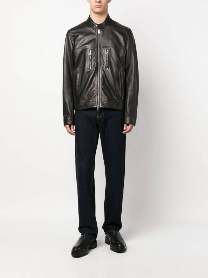 ETRO Leren bikerjack Zwart