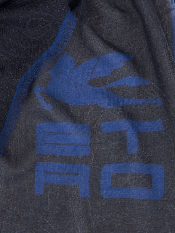 ETRO Sjaal met logoprint Blauw