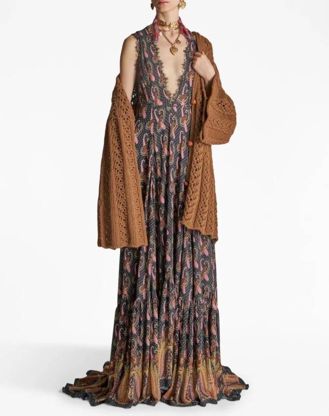 ETRO Maxi-jurk met paisley-print Blauw