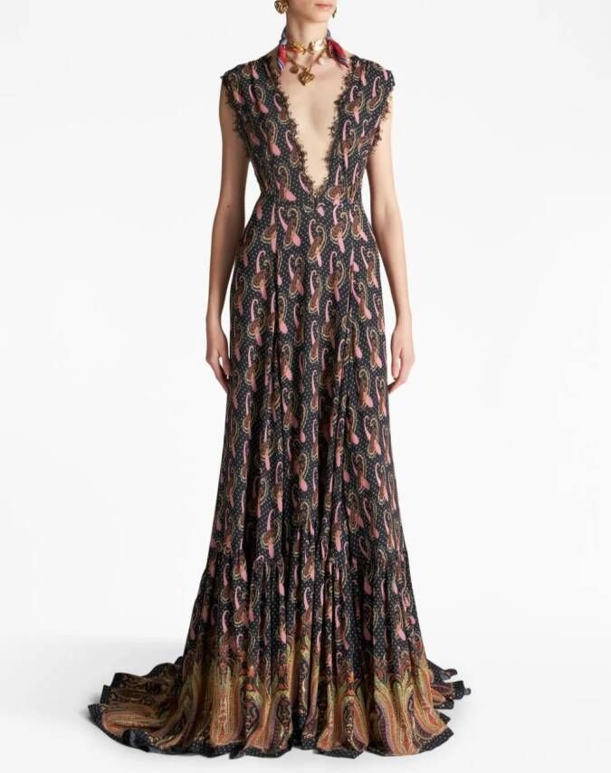 ETRO Maxi-jurk met paisley-print Blauw