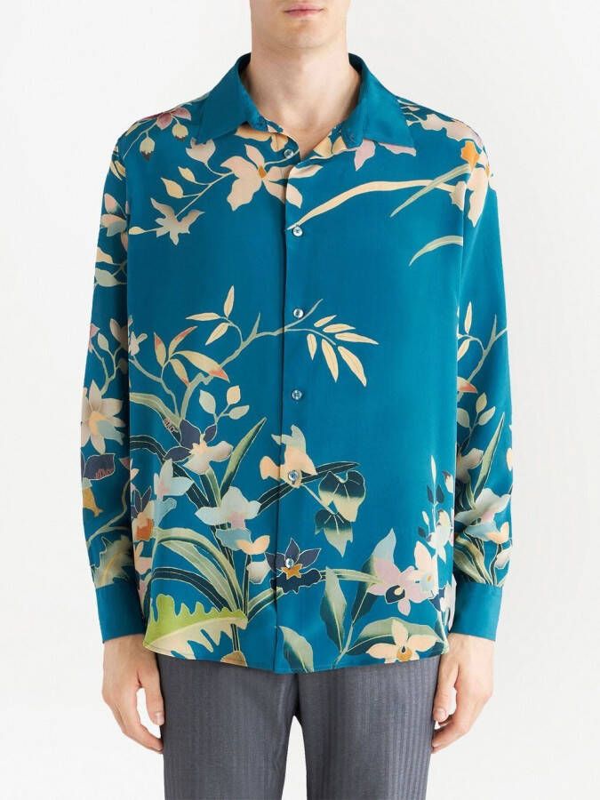 ETRO Overhemd met bloemenprint Blauw
