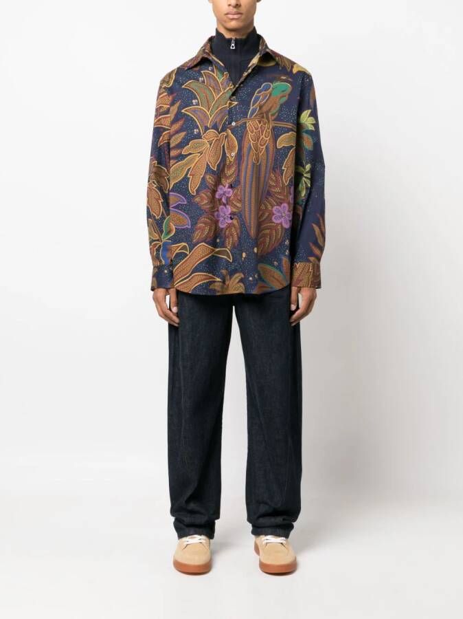 ETRO Overhemd met botanische print Blauw
