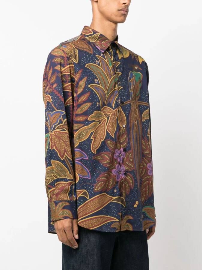 ETRO Overhemd met botanische print Blauw