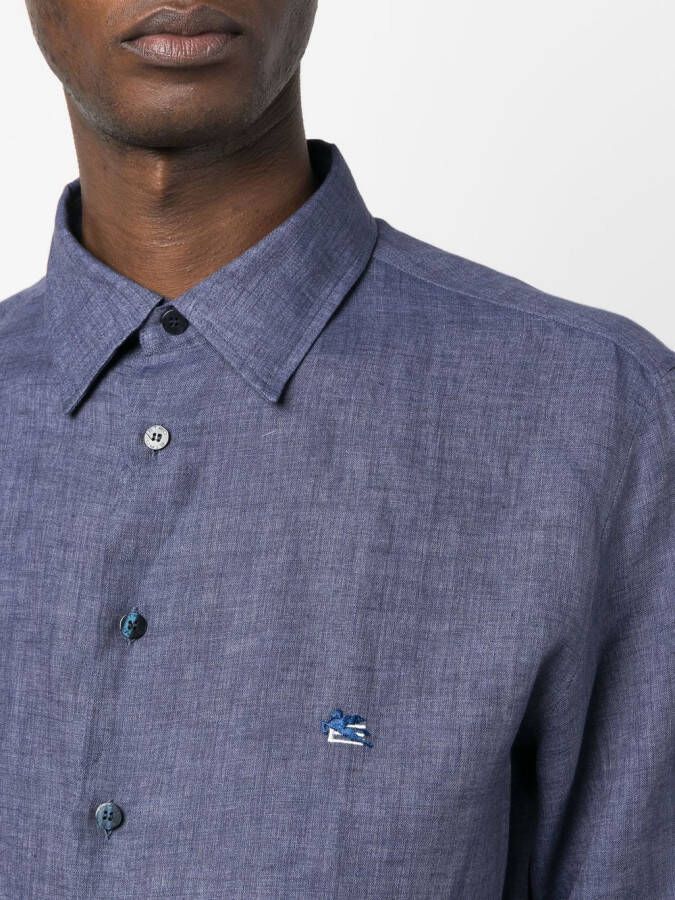 ETRO Overhemd met geborduurd logo Blauw