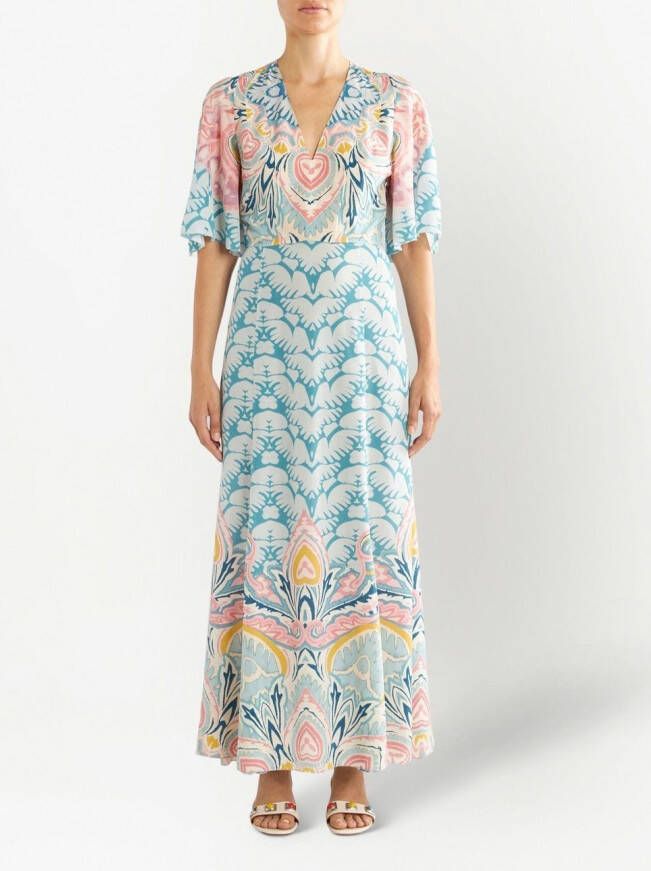 ETRO Midi-jurk met V-hals Blauw