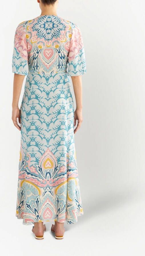 ETRO Midi-jurk met V-hals Blauw