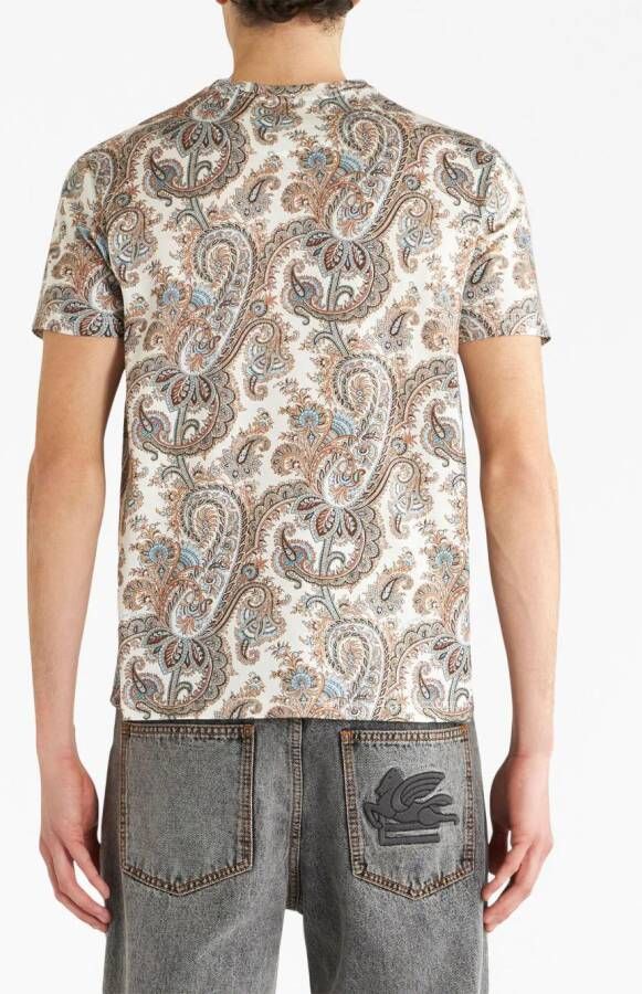 ETRO T-shirt met paisley-print Beige